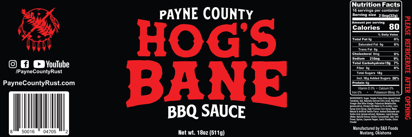 Payne County | Hog's Bane BBQ Sauce 18oz
