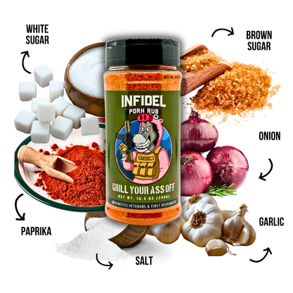 Grill Your Ass Off | Infidel Pork Rub™ – Bold Flavor for Unforgettable BBQ