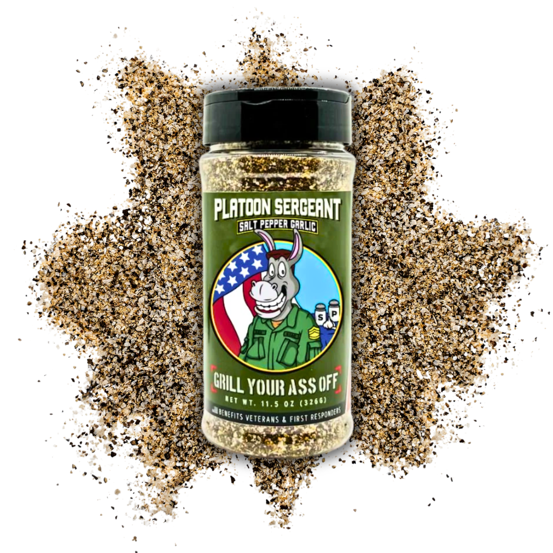 Grill Your Ass Off | Platoon Sergeant Seasoning Salt, Pepper, & Garlic