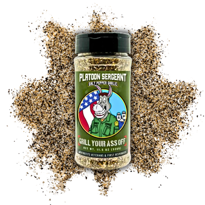 Grill Your Ass Off | Platoon Sergeant Seasoning Salt, Pepper, & Garlic