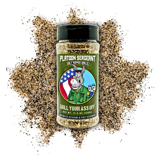 Grill Your Ass Off | Platoon Sergeant Seasoning Salt, Pepper, & Garlic
