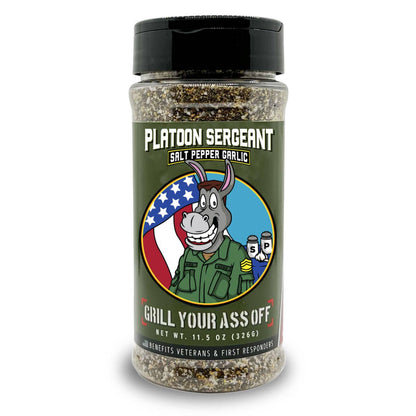 Grill Your Ass Off | Platoon Sergeant Seasoning Salt, Pepper, & Garlic