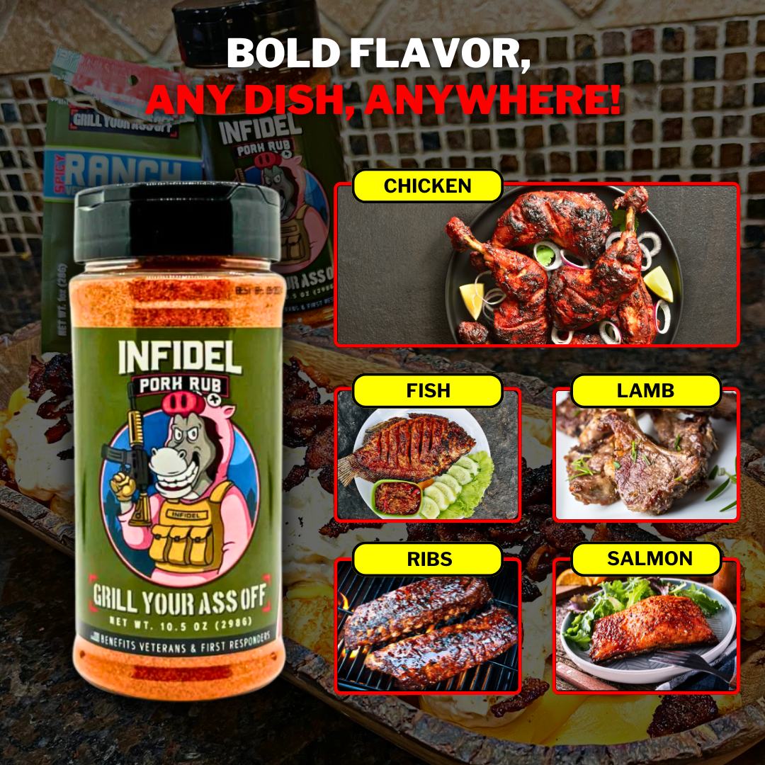 Grill Your Ass Off | Infidel Pork Rub™ – Bold Flavor for Unforgettable BBQ