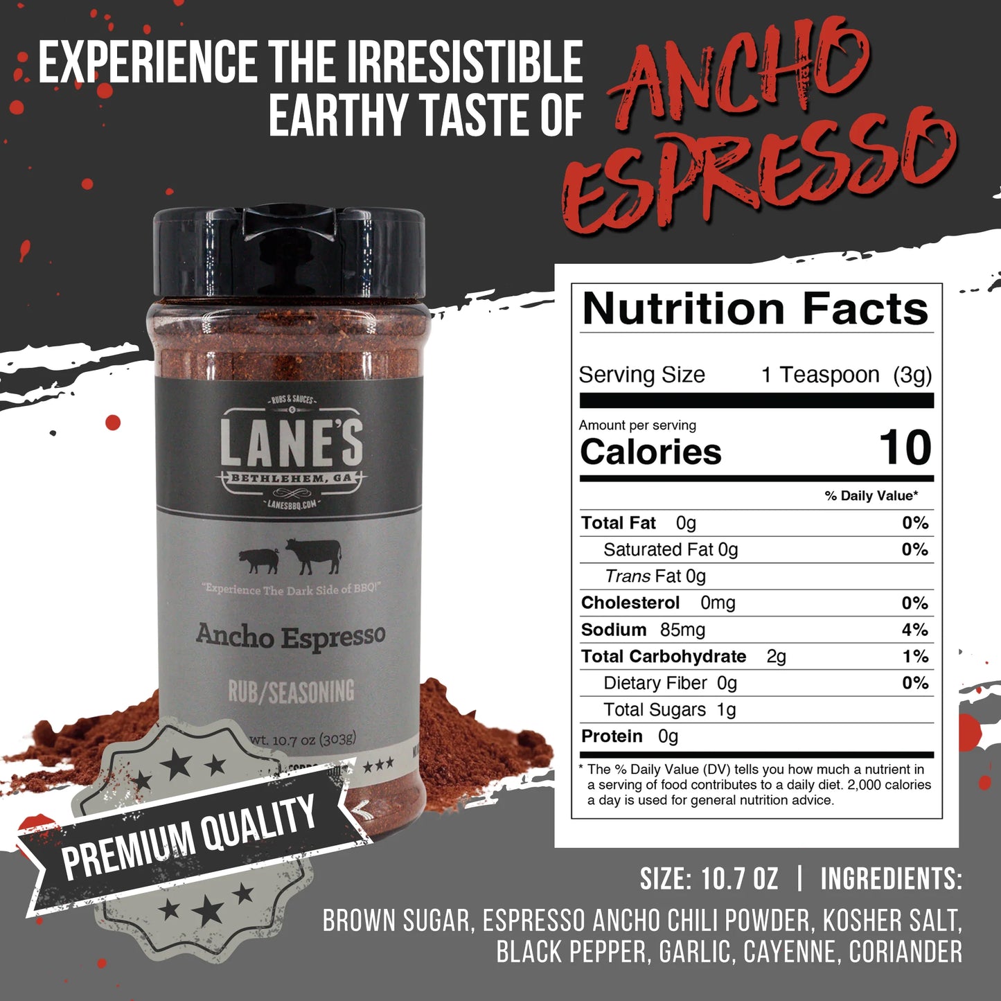 Lane’s Ancho Espresso Rub/Seasoning