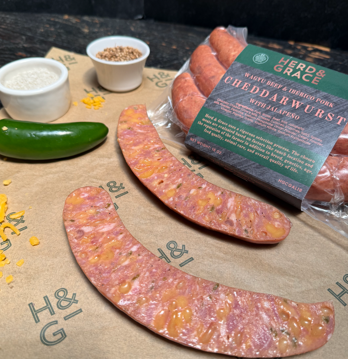 Herd & Grace | Cheddarwurst Jalapeño Sausage 3 Per Pack