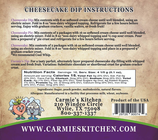 Carmie’s Kitchen | Peaches N' Cream Cheesecake Mix