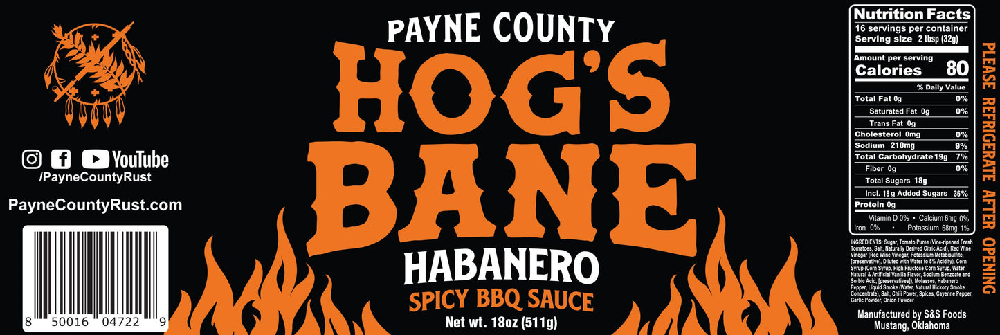 Payne County | Hog's Bane Habanero BBQ Sauce 18oz