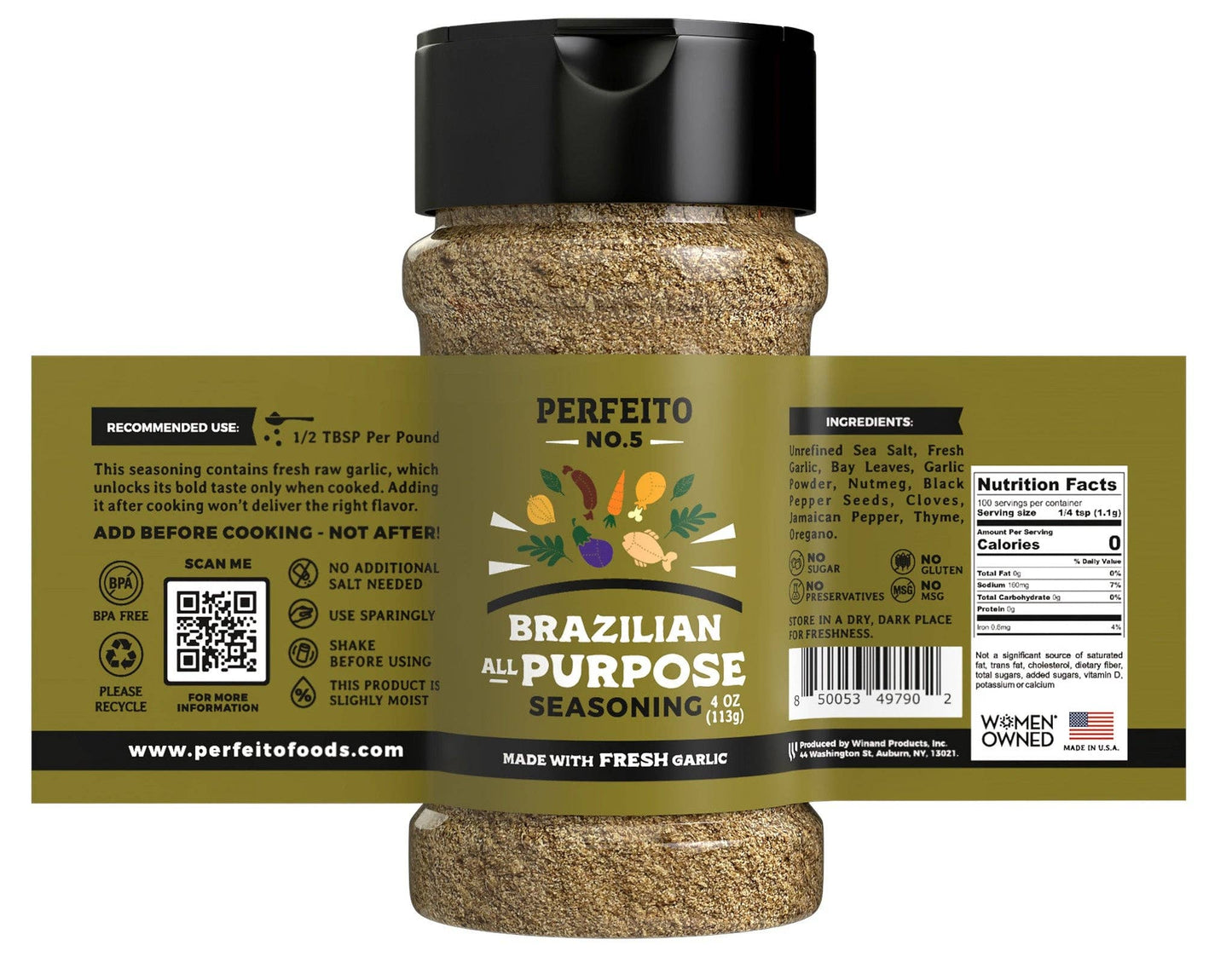 Brazilian Fresh Garlic based All-Purpose Seasoning, 4 oz